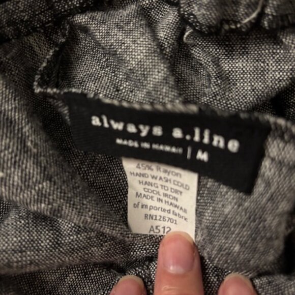 NWT High Rise Woven Crop Pant - M - Woven Linen Black - Always A.Line - Picture 6 of 7